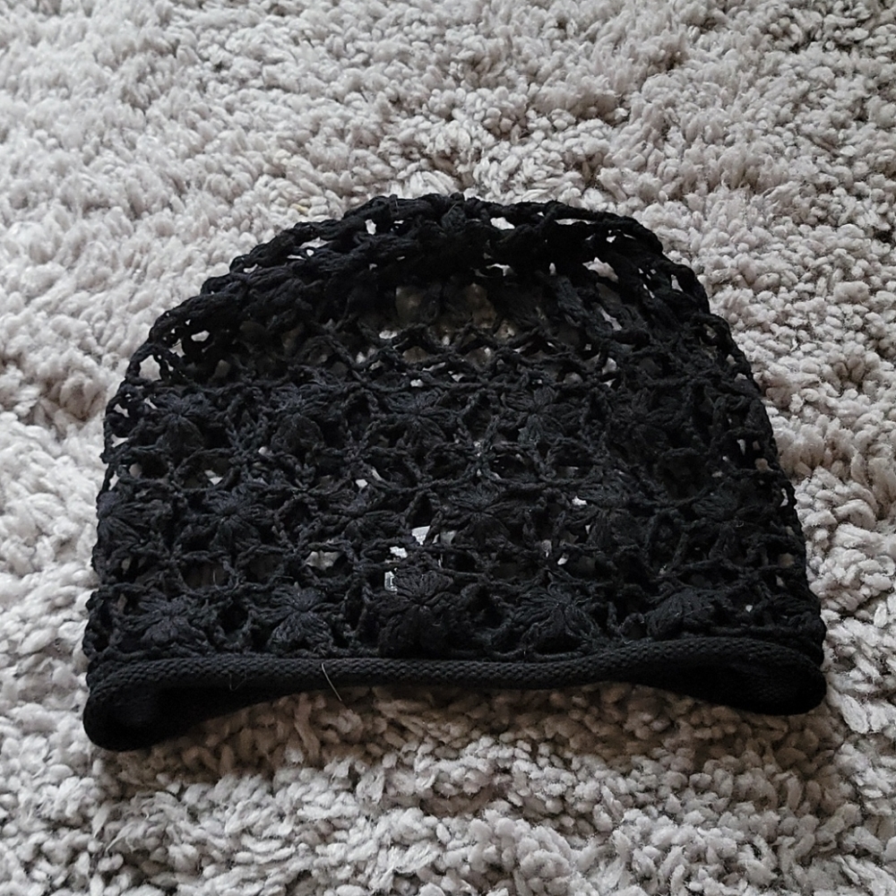 Black Crochet Style Hat